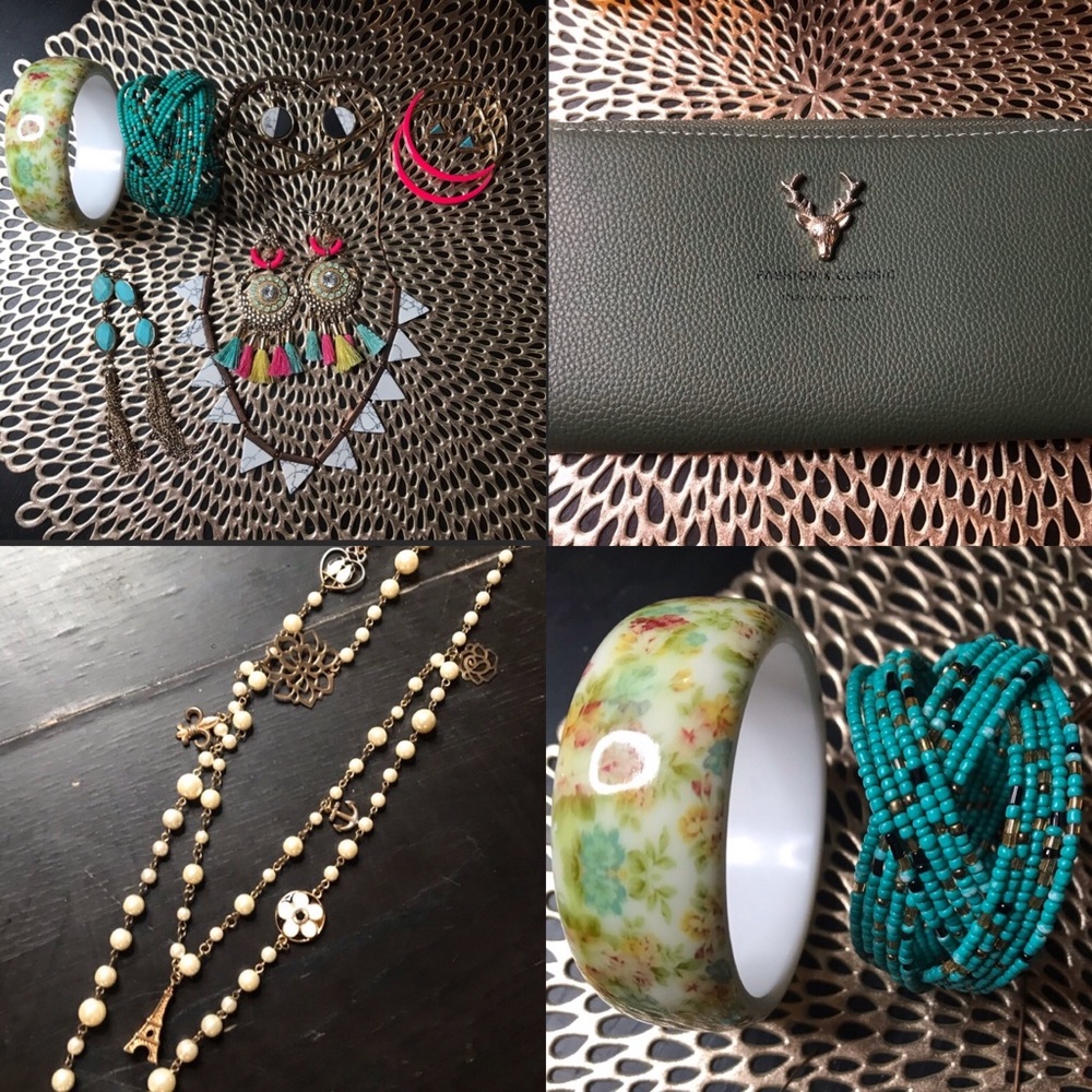 Vintage & costume jewelry bundle plus wallet